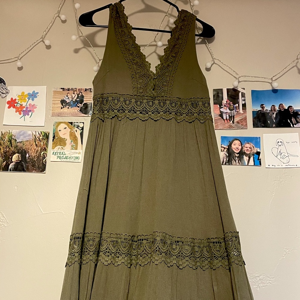olive altar’d state lace maxi dress